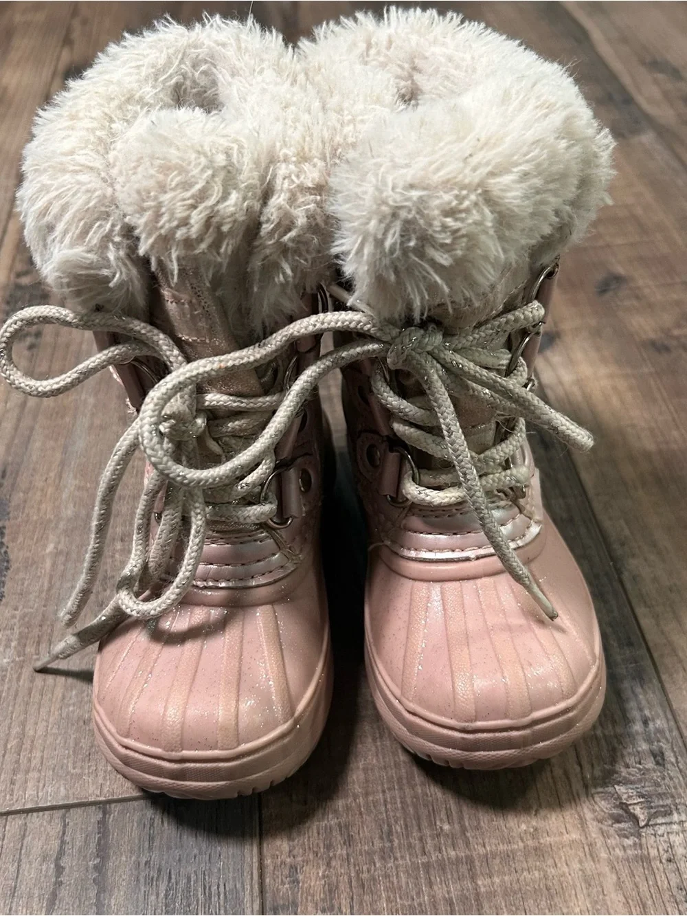 London Fog Girls Pink Faux-Fur Winter Snow Boots